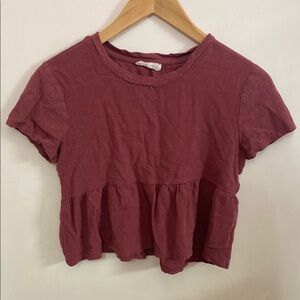 Women's Burgundy Peplum Top